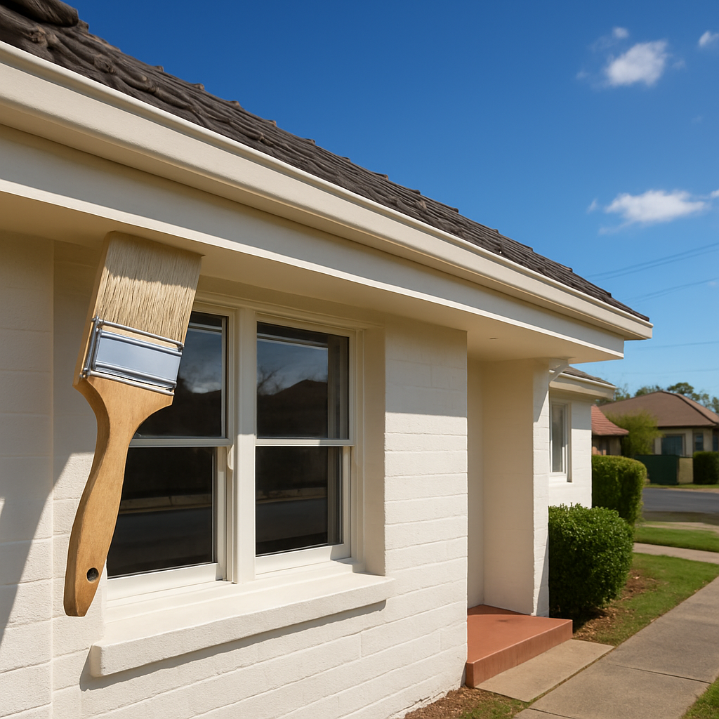 Freshly painted exterior of an Australian suburban house on a bright sunny day